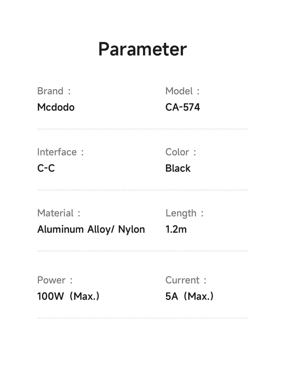 McDodo CA-5740 Type-C to Type C 100W Cable for Sale in Pakistan