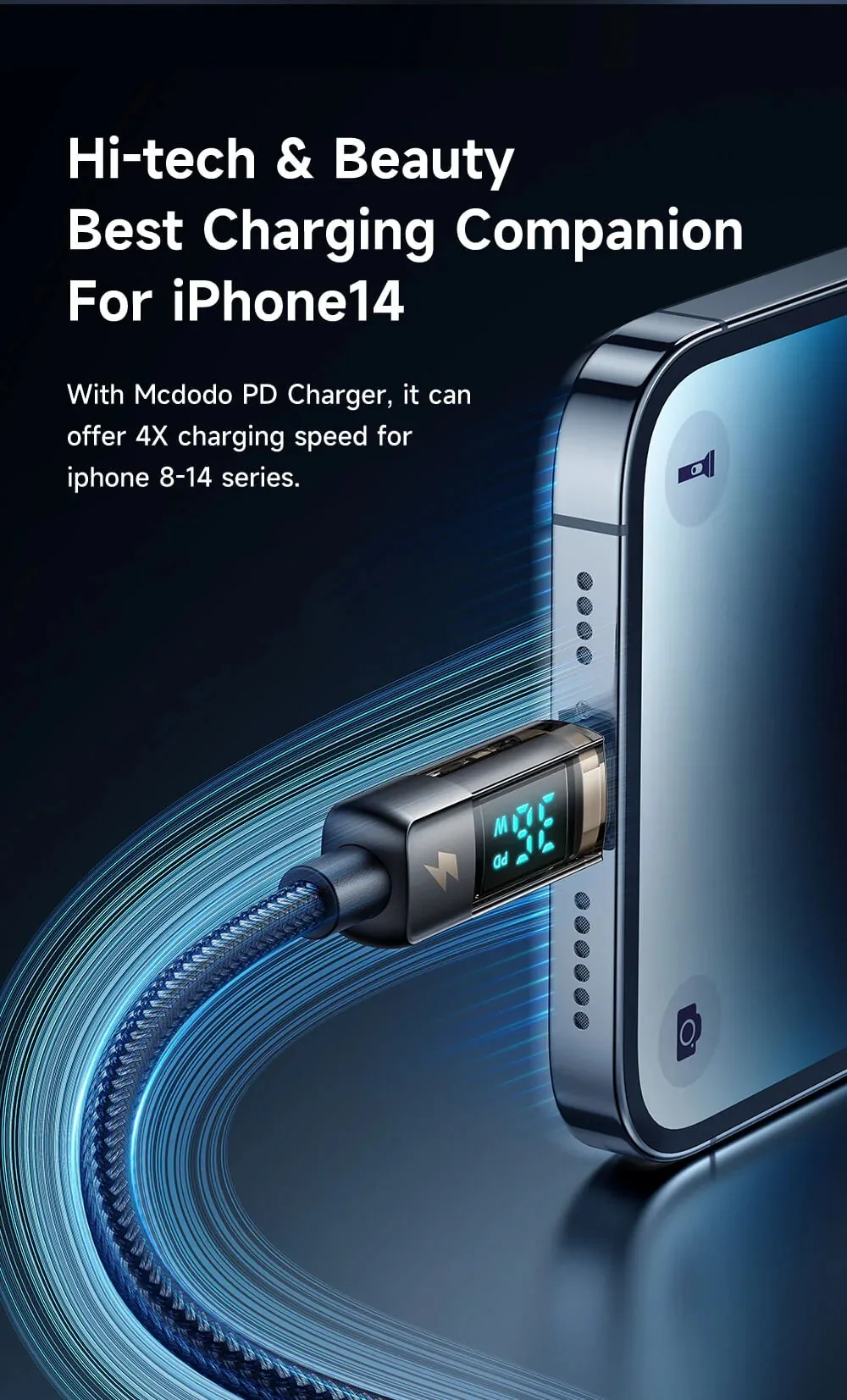 Mcdodo Digital Display Type-C To Lightning 1.8M Auto Power Off 36W PD Charging & data sync Cable for Sale in Pakistan