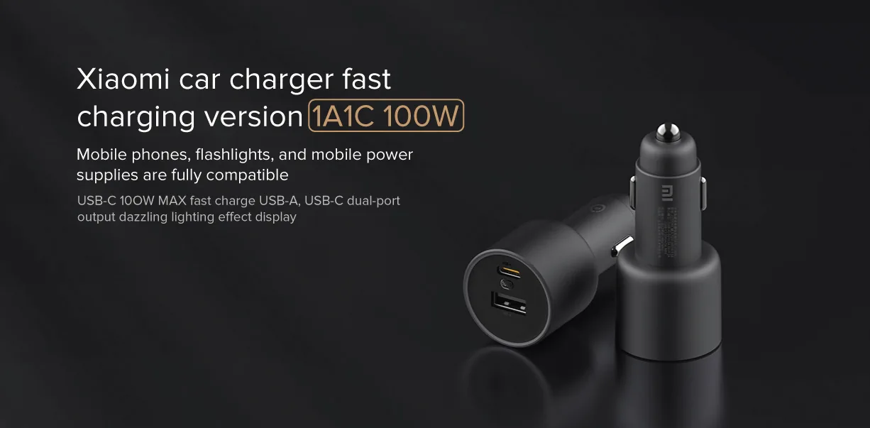 Mi Car Charger Fast Charge Version 1A1C (100W) for Sale in Pakistan