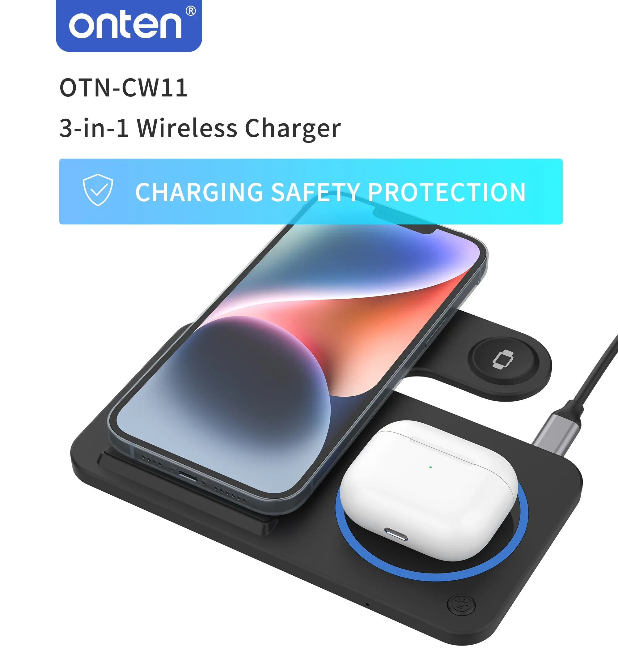 ONTEN 3-IN-1 Wireless Charger OTN-CW11 for Sale in Pakistan