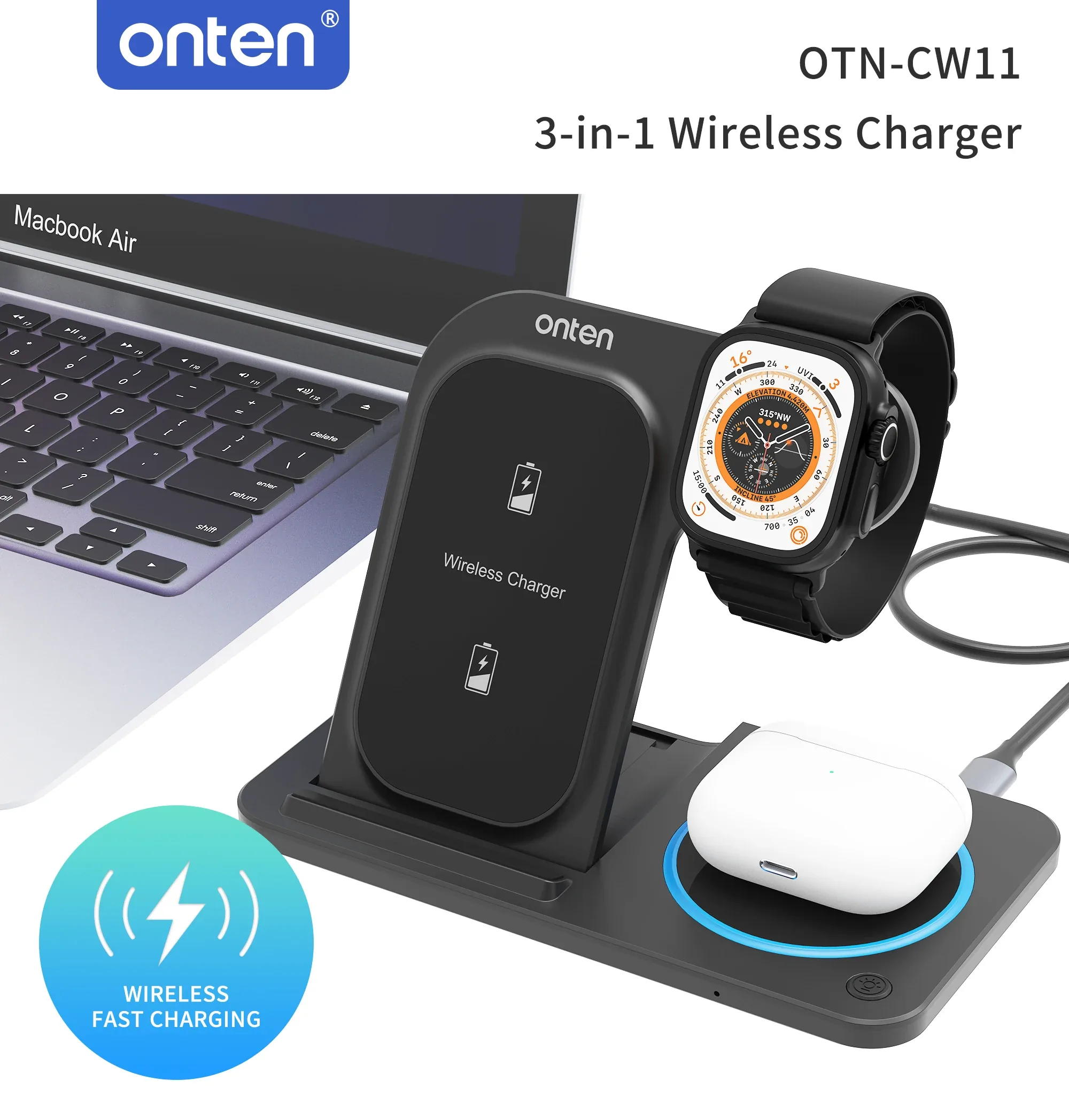 ONTEN 3-IN-1 Wireless Charger OTN-CW11 for Sale in Pakistan