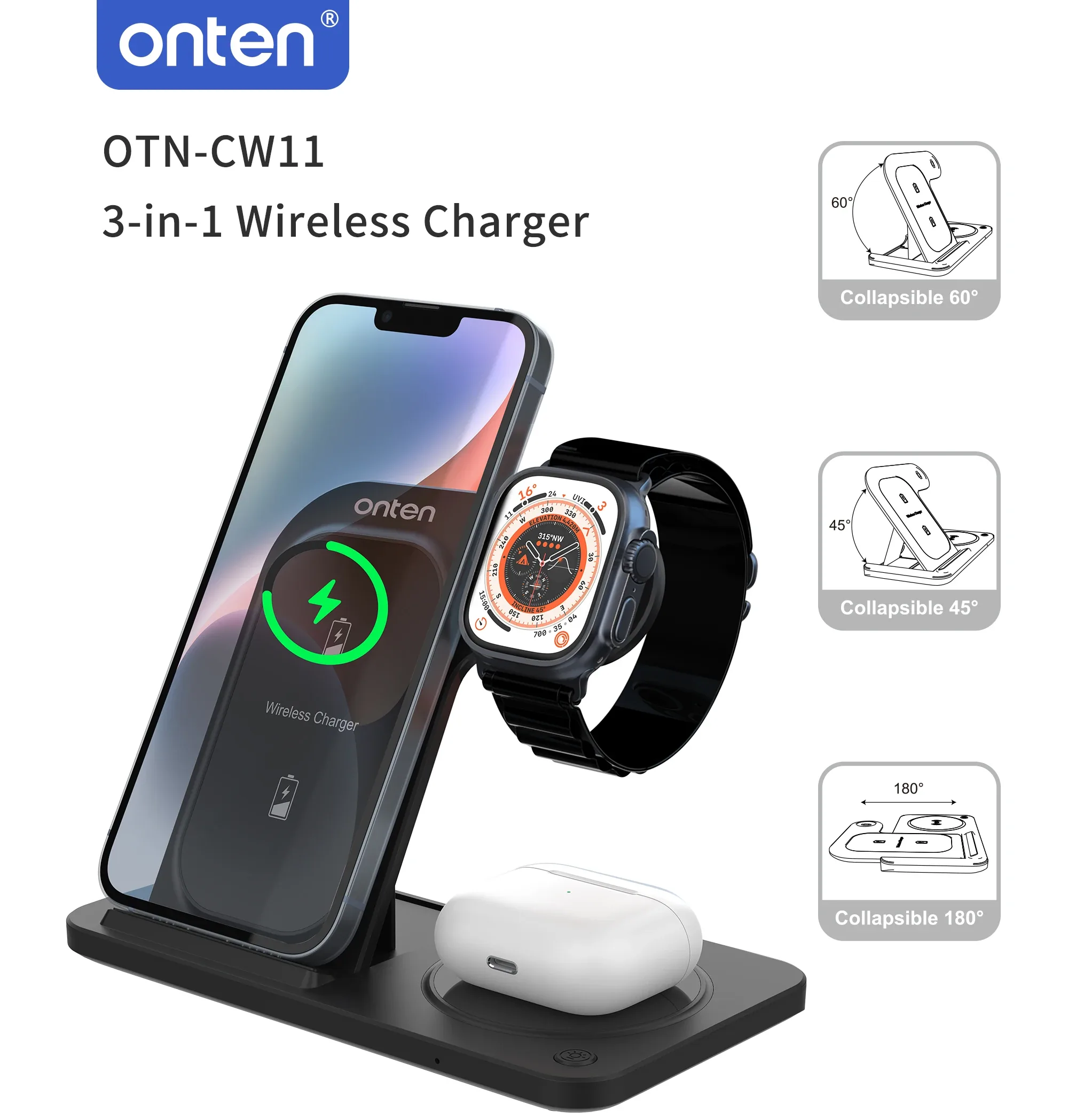 ONTEN 3-IN-1 Wireless Charger OTN-CW11 for Sale in Pakistan