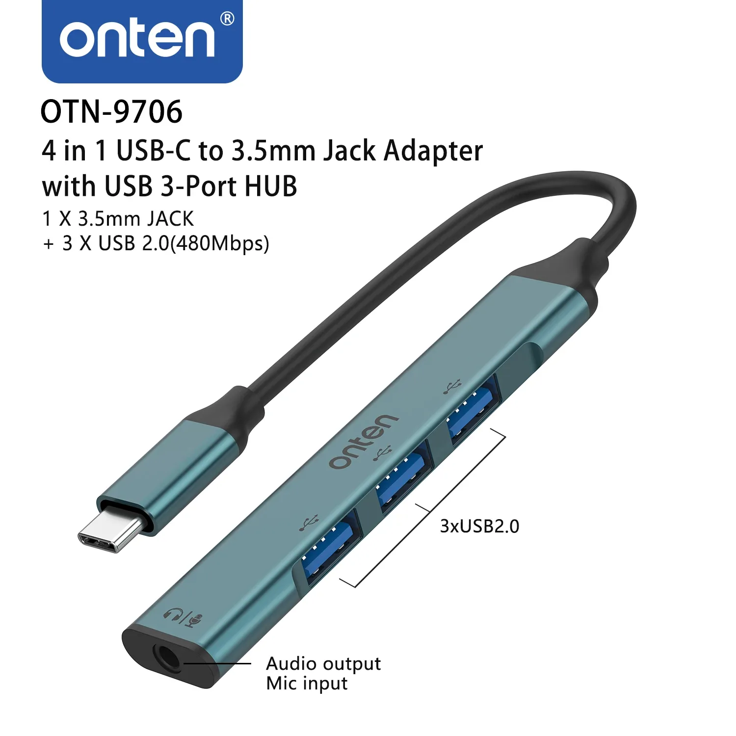 Onten 4-in-1 USB-C Multifunctional Hub OTN-9706 for Sale in Pakistan
