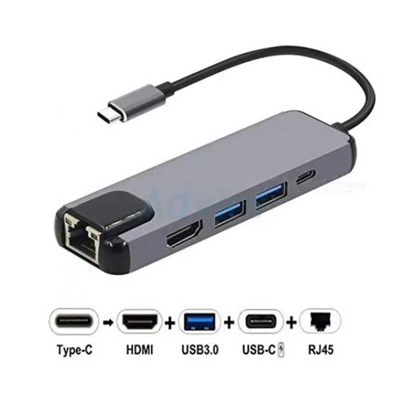 Onten 9181 5in1 4K Ultra HD 30Hz USB 3.0 RJ45 Gigabit LAN Adapter & PD Type-C Dock Station for Sale in Pakistan