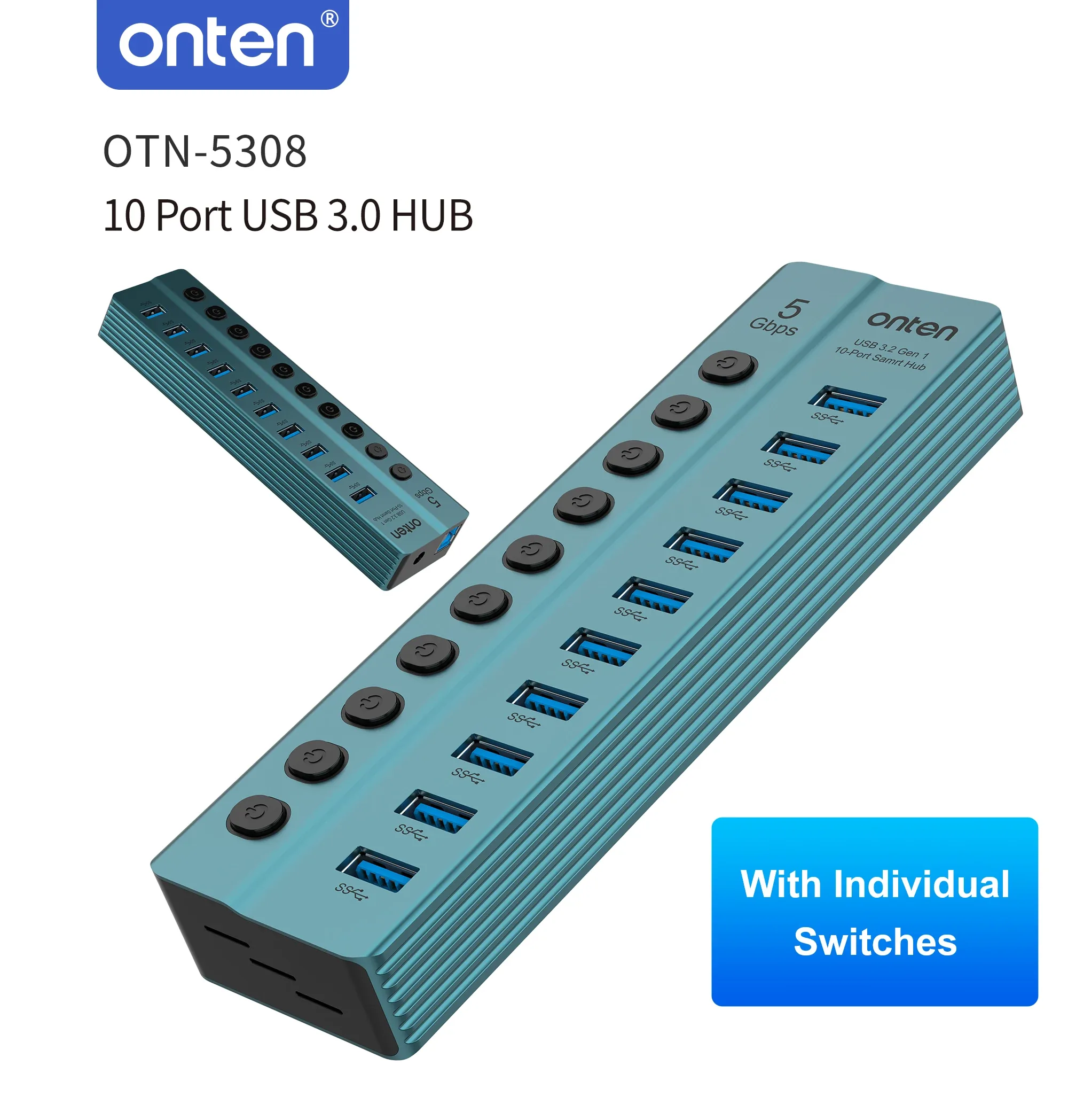 Onten USB 3.2 Gen 1 10-Port USB Hub OTN-5308 for Sale in Pakistan