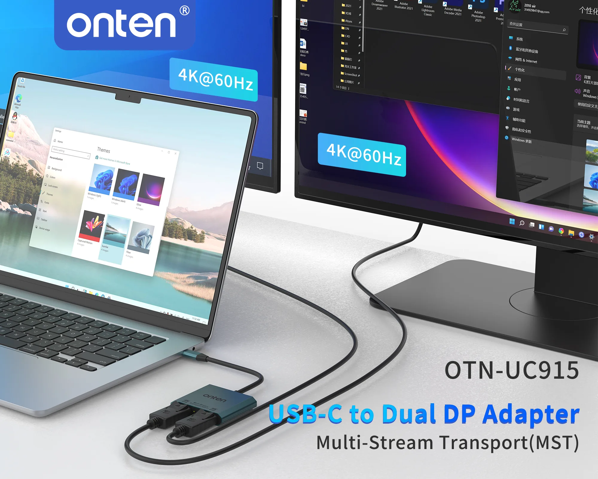Onten USB-C to Dual DP Adapter 4K@60Hz UC915 for Sale in Pakistan