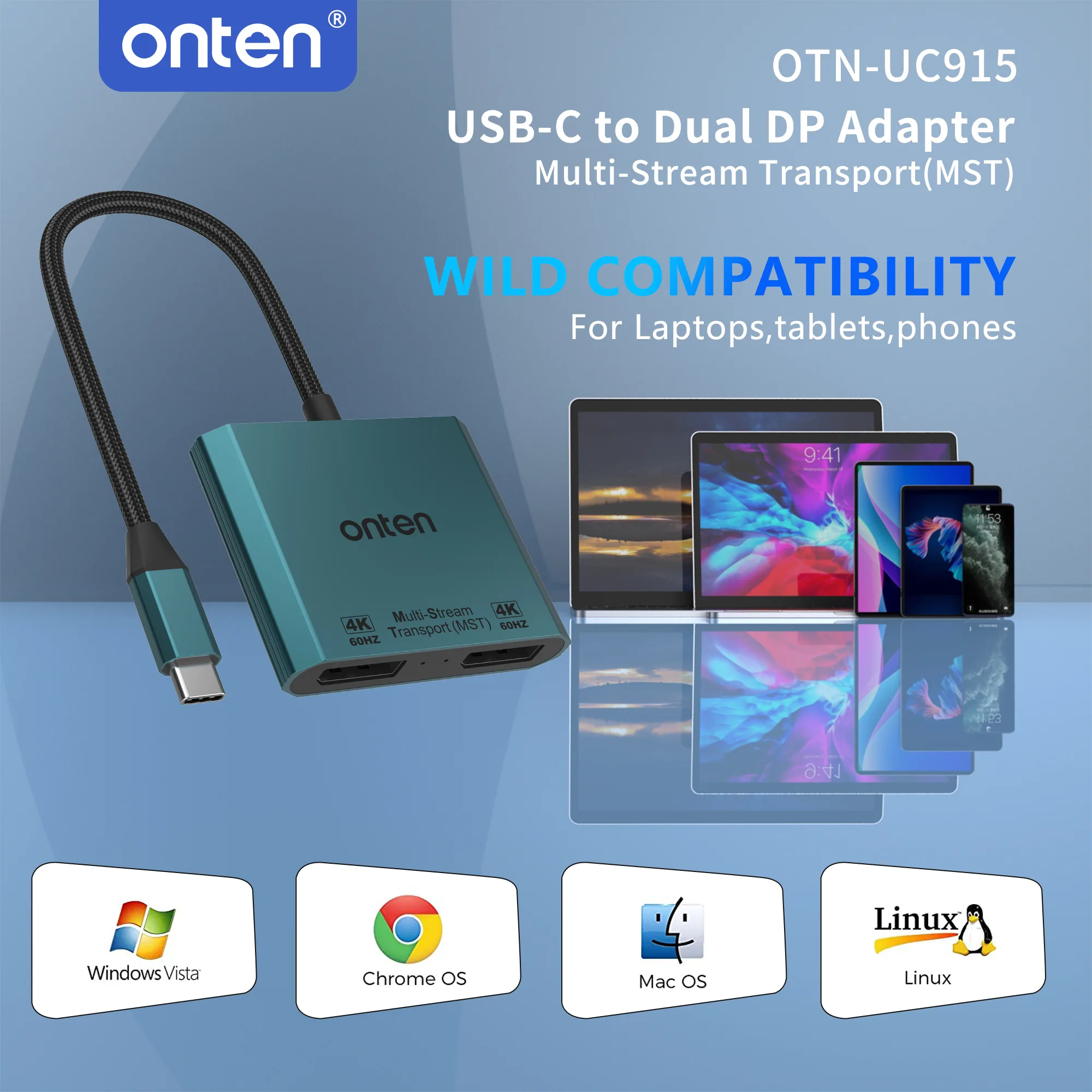 Onten USB-C to Dual DP Adapter 4K@60Hz UC915 for Sale in Pakistan