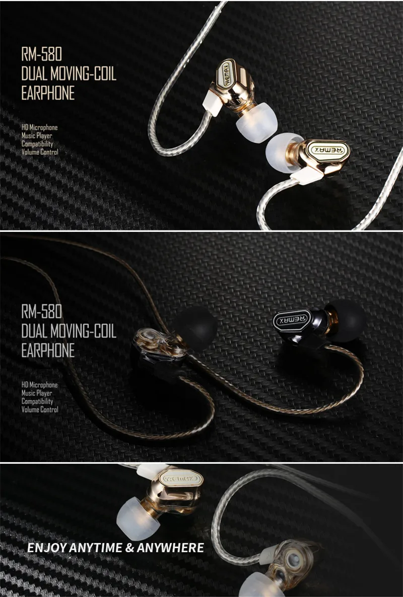 REMAX RM-580 Dual Moving Coil Earphone Handsfree for Sale in Pakistan