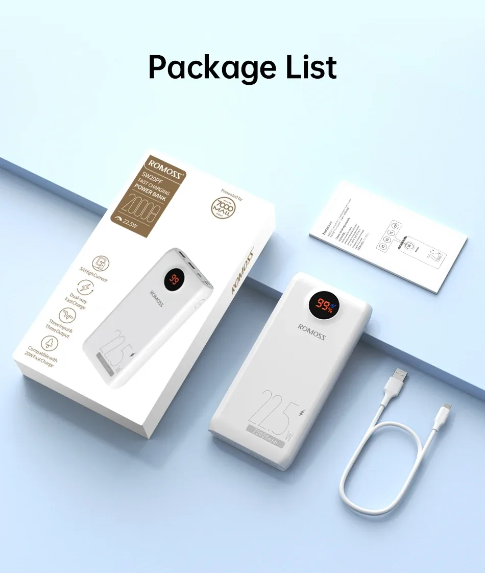 Romoss 20000mAh Power Bank 22.5w SW20PF for Sale in Pakistan