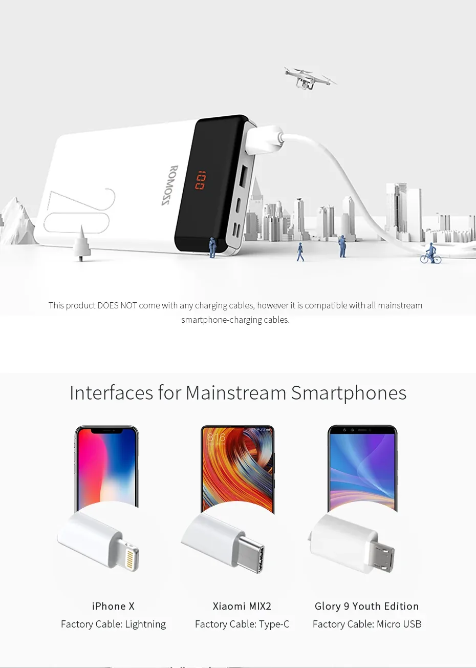 Romoss LT20 20000mAh Power Bank For Smart Device Mobile Phone Tablet for Sale in Pakistan