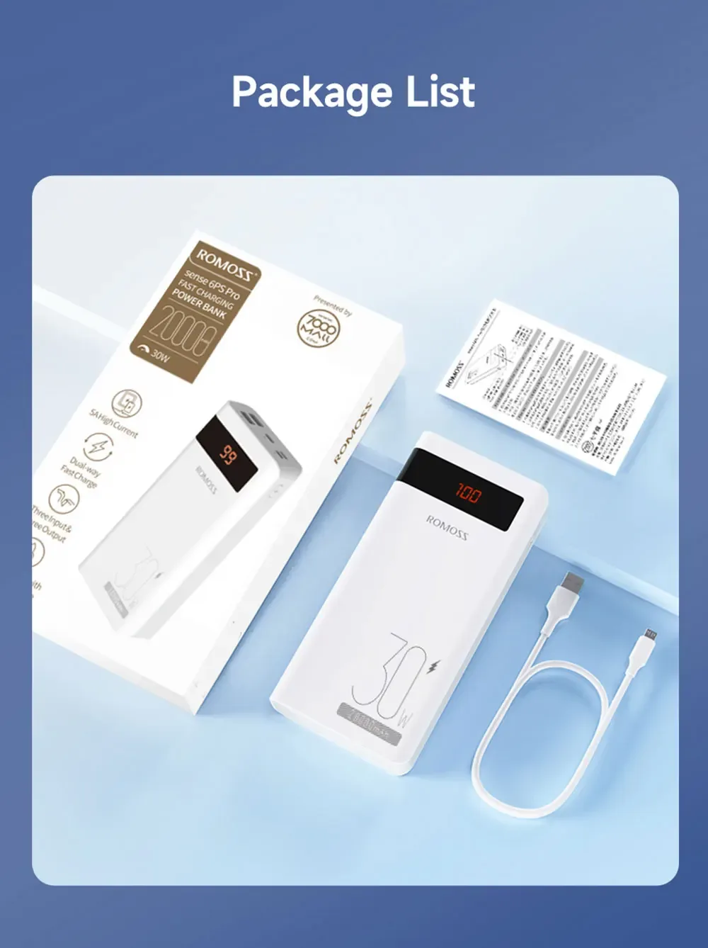 Romoss Sense 6S PRO Power Bank 20000mAh 30W for Sale in Pakistan