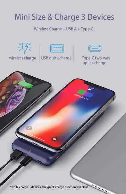 Romoss WSL10 Wireless Power Bank 10000mAh Two Way Quick Charge 18W for Sale in Pakistan