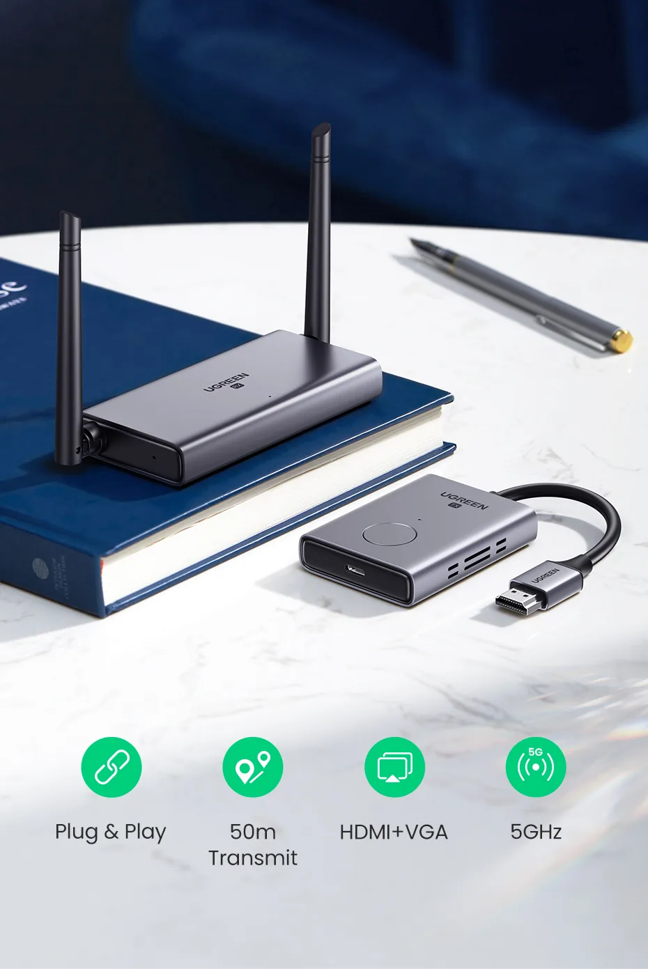 UGREEN 50633 Wireless HDMI Extender TX and RX 50 Meter Range for Sale in Pakistan