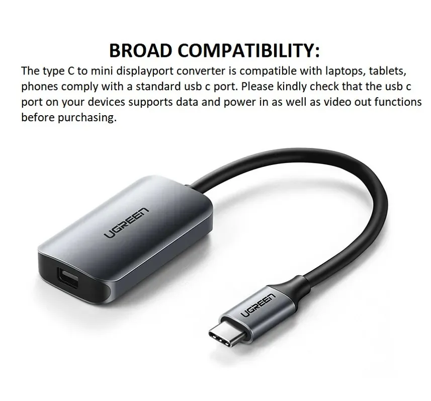 UGREEN 60351 USB-C to Mini DP Female Adapter for Thunderbolt 3 Projector & Smart Phone for Sale in Pakistan