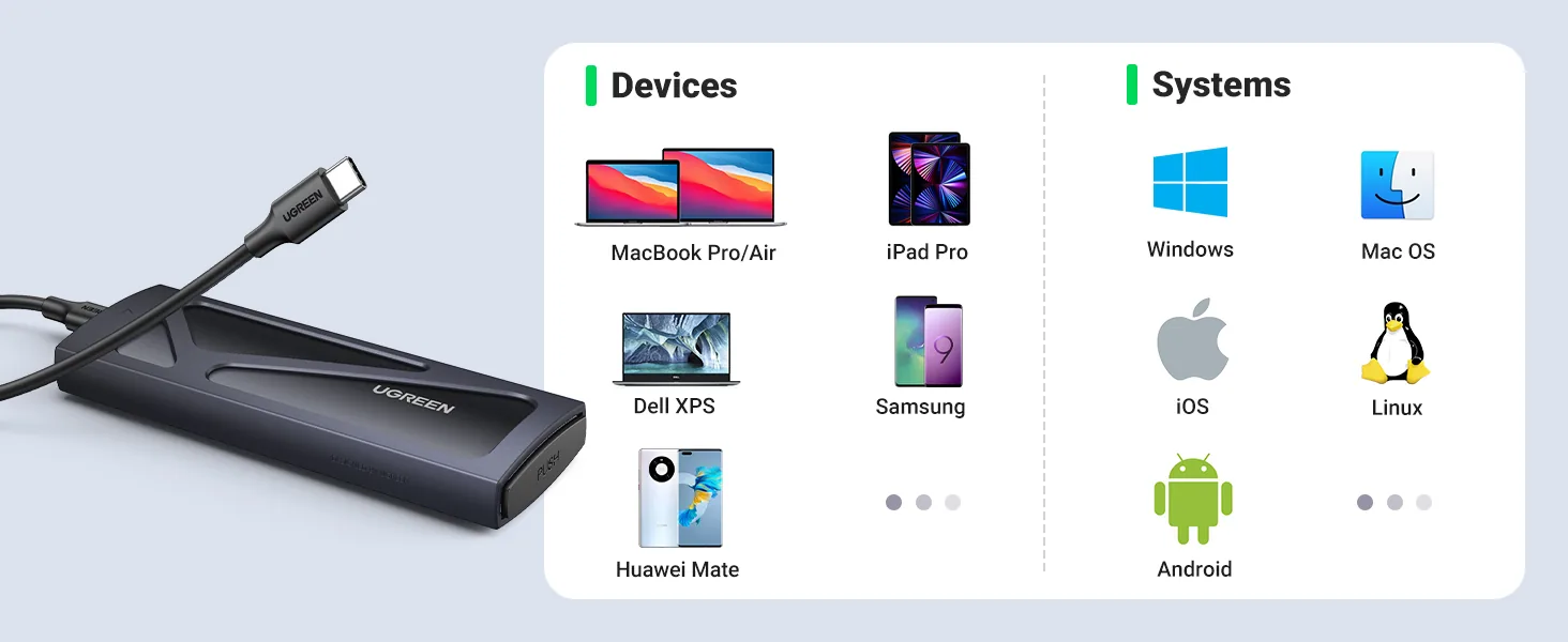 UGREEN 90264 M.2 NVMe SSD Enclosure, 10Gbps USB-C 3.2 Gen2, Compatible MacBook Pro & Laptop , Ultra-Slim Aluminum case with Silicone Frame, Excellent Anti-shock Protection for Sale in Pakistan