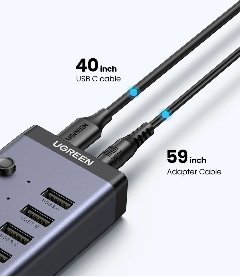 UGREEN 90307 10X Faster USB-C to 7-Port USB-A 3.0 Hub, Both are Data Transfer & Charging UPTO 7.5W for Sale in Pakistan