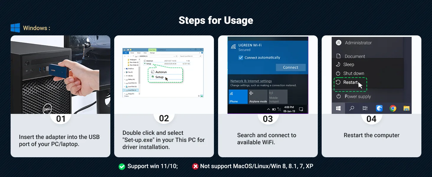 UGREEN 90340 AX1800 Dual-Band Wireless Adapter (Wi-Fi 6) for Sale in Pakistan