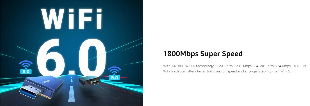 UGREEN 90340 AX1800 Dual-Band Wireless Adapter (Wi-Fi 6) for Sale in Pakistan