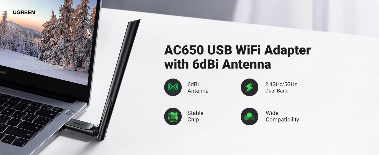Ugreen AC650 Dual Band USB WiFi Adapter 90339 for Sale in Pakistan