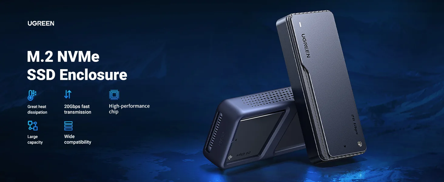 UGREEN M.2 NVMe SSD Enclosure Adapter 20Gbps USB C 3.2 Gen2x2 25573 for Sale in Pakistan