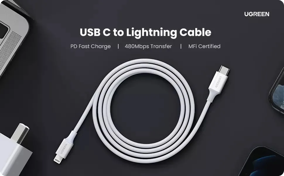 UGREEN USB-C to Lightning M/M Cable Rubber Shell 1m 10493 for Sale in Pakistan