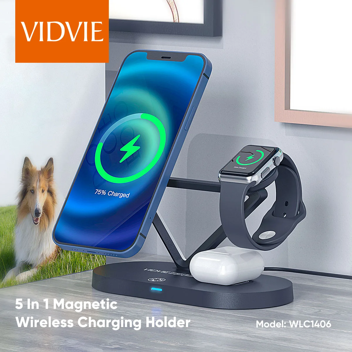 VIDVIE 5-in-1 Wireless Magnetic Charging Bracket for Sale in Pakistan