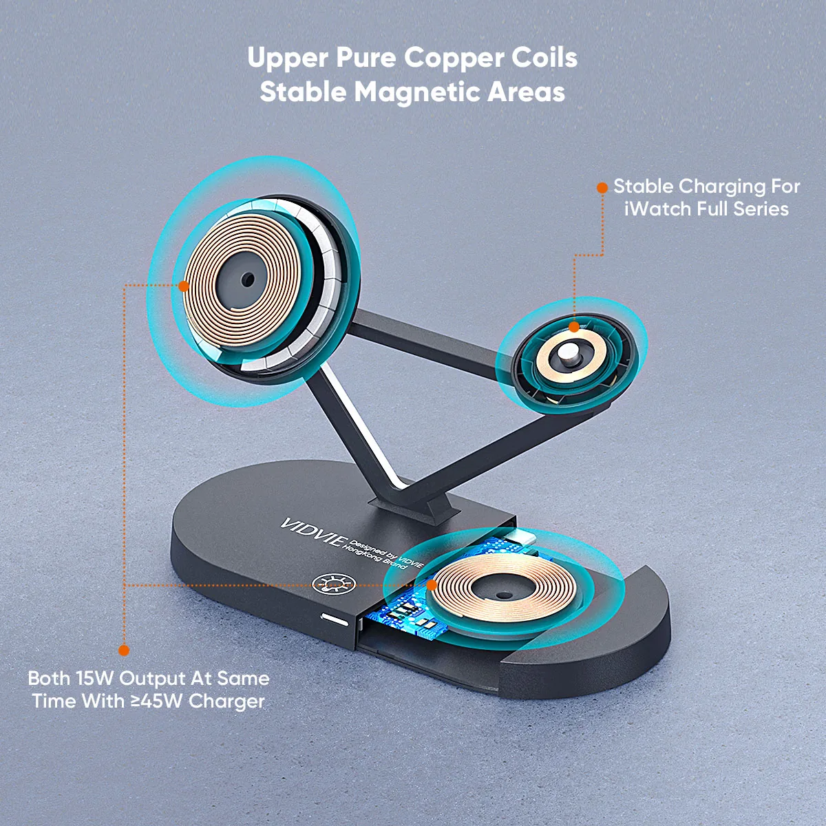 VIDVIE 5-in-1 Wireless Magnetic Charging Bracket for Sale in Pakistan