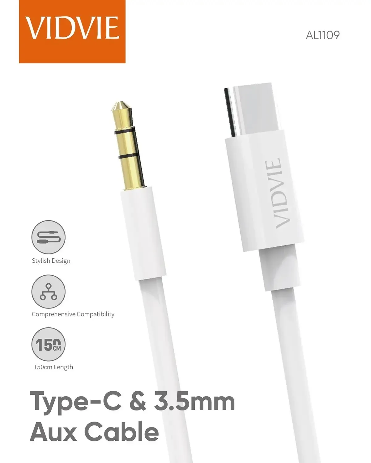 VIDVIE AL1109 Type-C to 3.5mm Aux Cable for Sale in Pakistan