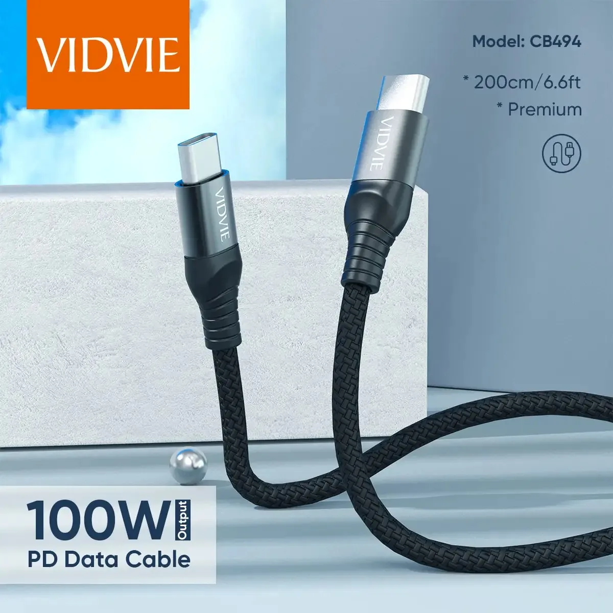 VIDVIE CB4012 Type-C to Type-C Cable for Sale in Pakistan