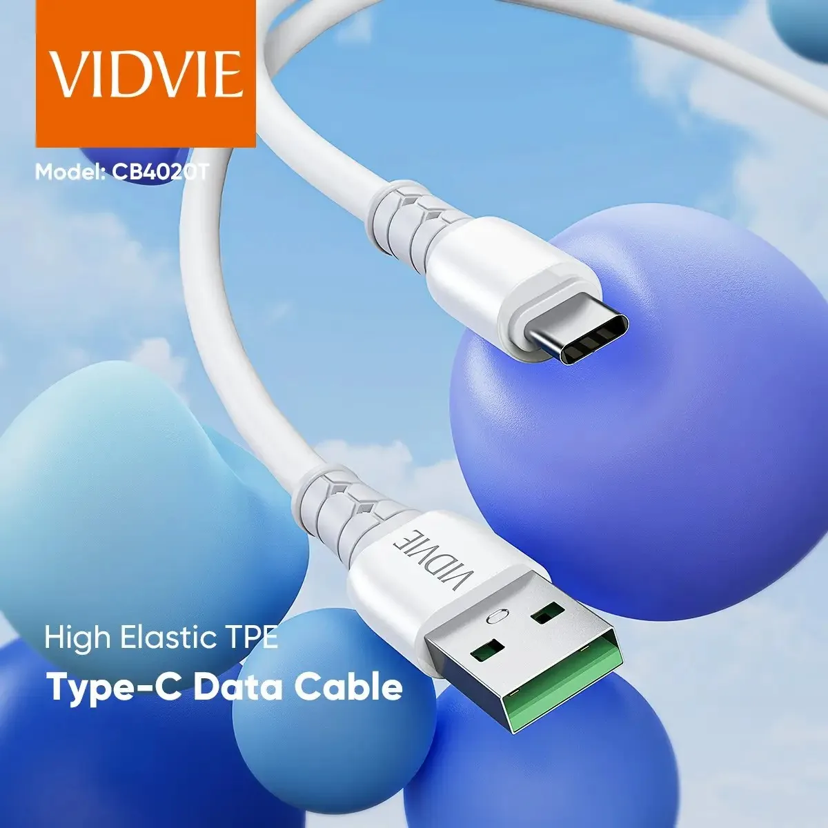VIDVIE CB4021 USB-A to Type-C 2.4A Silica Gel line Cable for Sale in Pakistan