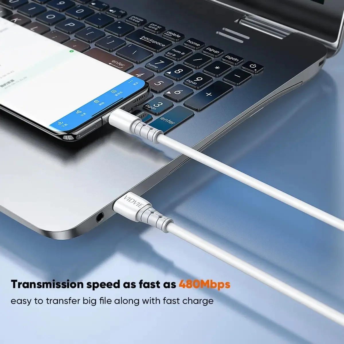 VIDVIE CB4021 USB-A to Type-C 2.4A Silica Gel line Cable for Sale in Pakistan