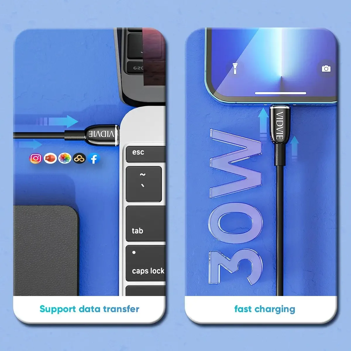 VIDVIE CB499 Type C to lightning PD 20W Date Cable for Sale in Pakistan