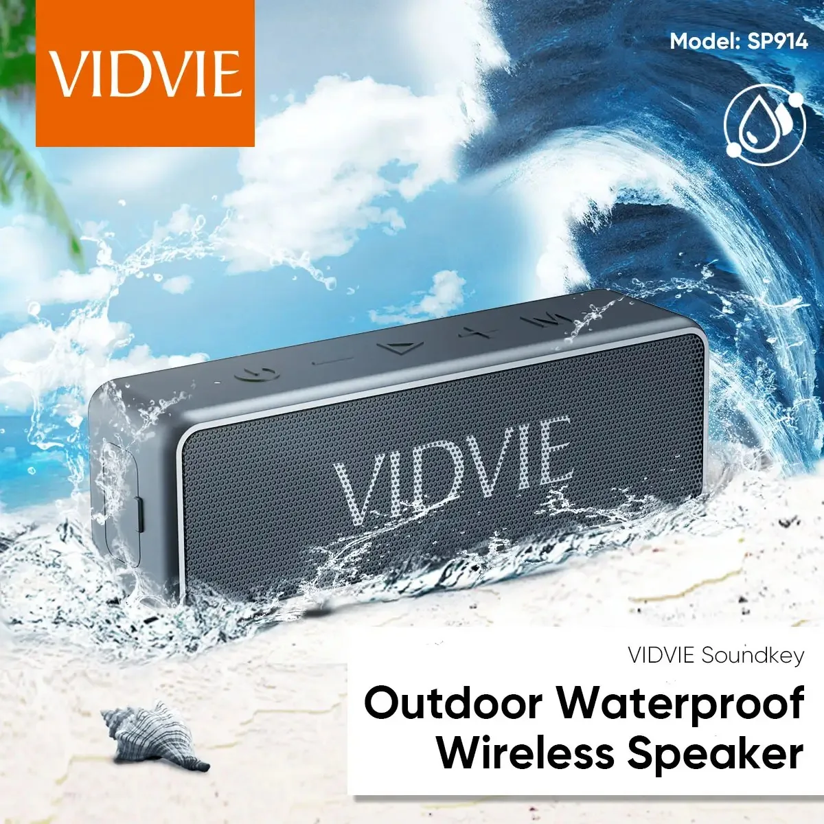 VIDVIE Portable Waterproof Bluetooth Speaker SP914 for Sale in Pakistan