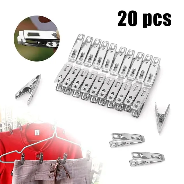 20pcs Stainless Steel Clothes Pegs Metal Clips Socks Clips Clothes Multifunctional Clothes Pegs Clothes Hanger Clamp Washable , 20pcs Stainless Steel Clothes Pegs Metal Clips Socks Clips Clothes Multifunctional Clothes Pegs Clothes Hanger Clamp Washable f
