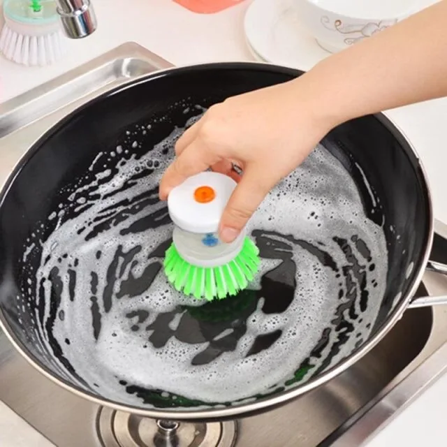 2 In 1 Wash Pot Brush Pot Dish Brushes With Washing Up Liquid Soap Dispenser Household Kitchen Cleaing Brush Tools Accessories , 2 In 1 Wash Pot Brush Pot Dish Brushes With Washing Up Liquid Soap Dispenser Household Kitchen Cleaing Brush Tools Accessories
