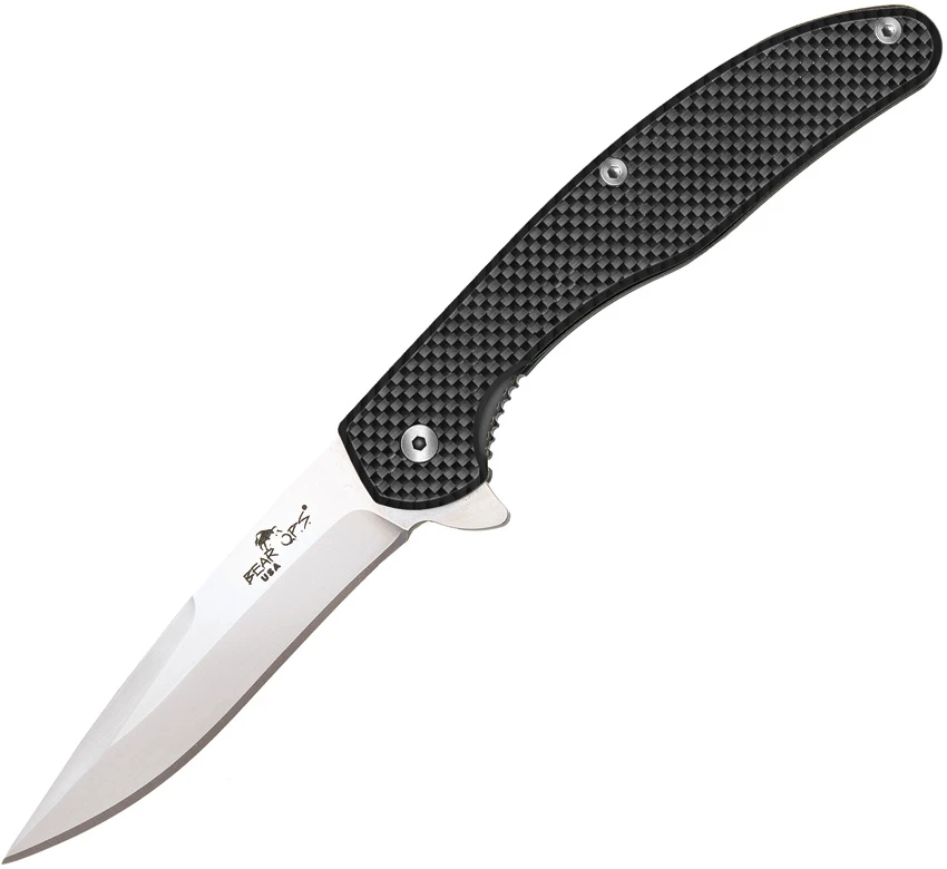 Bear & Son Slim Flipper Knife Carbon Fiber Titanium (2.75" Stonewash), Bear & Son Slim Flipper Knife Carbon Fiber Titanium (2.75" Stonewash) for Sale, Bear & Son Slim Flipper Knife Carbon Fiber Titanium (2.75" Stonewash)