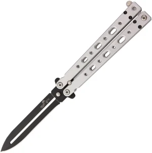 Bear OPS Bear Song V Butterfly Knife Gray Aluminum (4.38" Black) B-500-B, Bear OPS Bear Song V Butterfly Knife Gray Aluminum (4.38" Black) B-500-B for Sale, Bear OPS Bear Song V Butterfly Knife Gray Aluminum (4.38" Black) B-500-B