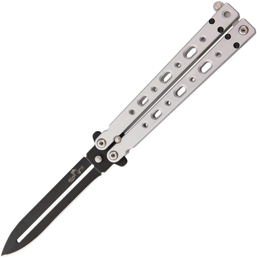Bear OPS Bear Song V Butterfly Knife Gray Aluminum (4.38" Black) B-500-B, Bear OPS Bear Song V Butterfly Knife Gray Aluminum (4.38" Black) B-500-B for Sale, Bear OPS Bear Song V Butterfly Knife Gray Aluminum (4.38" Black) B-500-B