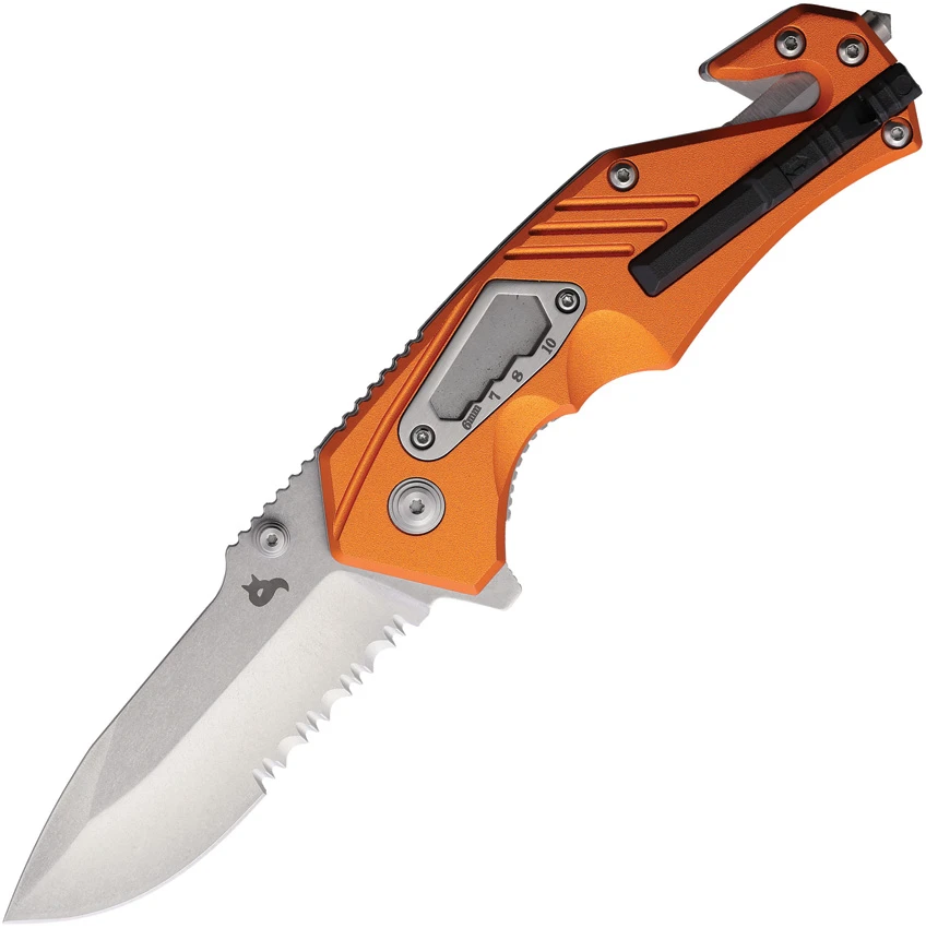 BlackFox Demand Liner Lock Knife Orange Aluminum (3.3" Stonewash Serrated), BlackFox Demand Liner Lock Knife Orange Aluminum (3.3" Stonewash Serrated) for Sale, BlackFox Demand Liner Lock Knife Orange Aluminum (3.3" Stonewash Serrated)