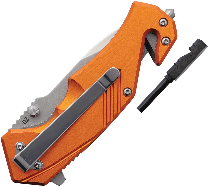 BlackFox Demand Liner Lock Knife Orange Aluminum (3.3" Stonewash Serrated), BlackFox Demand Liner Lock Knife Orange Aluminum (3.3" Stonewash Serrated) for Sale, BlackFox Demand Liner Lock Knife Orange Aluminum (3.3" Stonewash Serrated)