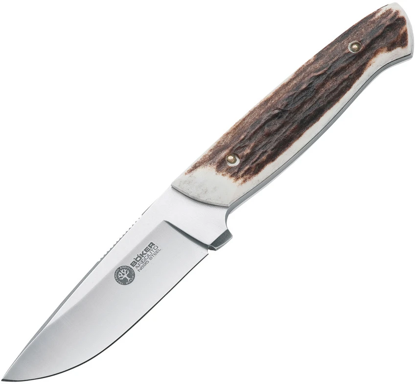 Boker Arbolito Stag Hunter Fixed Blade Knife Stag (3.5" Satin) 02BA319H, Boker Arbolito Stag Hunter Fixed Blade Knife Stag (3.5" Satin) 02BA319H for Sale, Boker Arbolito Stag Hunter Fixed Blade Knife Stag (3.5" Satin) 02BA319H