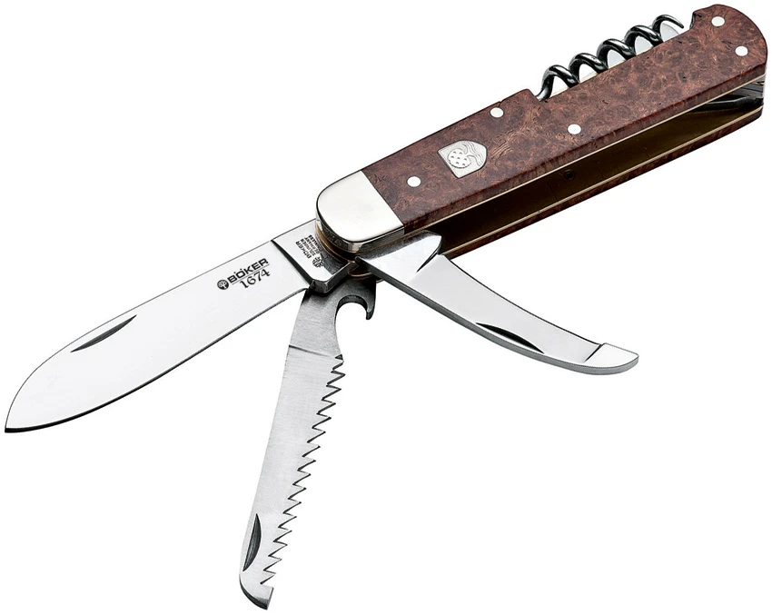 Boker Quadro 1674 Pocket Knife 4.375" Amboina Root Wood 110545, Boker Quadro 1674 Pocket Knife 4.375" Amboina Root Wood 110545 for Sale, Boker Quadro 1674 Pocket Knife 4.375" Amboina Root Wood 110545