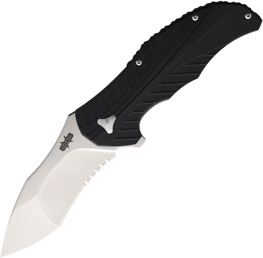 Brous Blades The Serrated R Liner Lock Knife Black G-10 (3.6" Satin D2), Brous Blades The Serrated R Liner Lock Knife Black G-10 (3.6" Satin D2) for Sale, Brous Blades The Serrated R Liner Lock Knife Black G-10 (3.6" Satin D2)