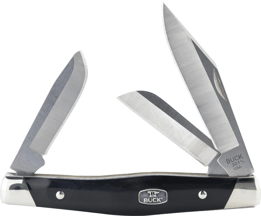 Buck 301 Stockman Slip Joint Knife Black Acetal Copolymer (3" Satin 420HC), Buck 301 Stockman Slip Joint Knife Black Acetal Copolymer (3" Satin 420HC) for Sale, Buck 301 Stockman Slip Joint Knife Black Acetal Copolymer (3" Satin 420HC)
