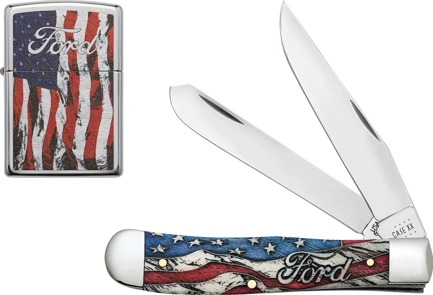 Case Cutlery Trapper Knife 4" Ford Zippo Gift Set Smooth Bone (6254 SS) 14331, Case Cutlery Trapper Knife 4" Ford Zippo Gift Set Smooth Bone (6254 SS) 14331 for Sale, Case Cutlery Trapper Knife 4" Ford Zippo Gift Set Smooth Bone (6254 SS) 14331