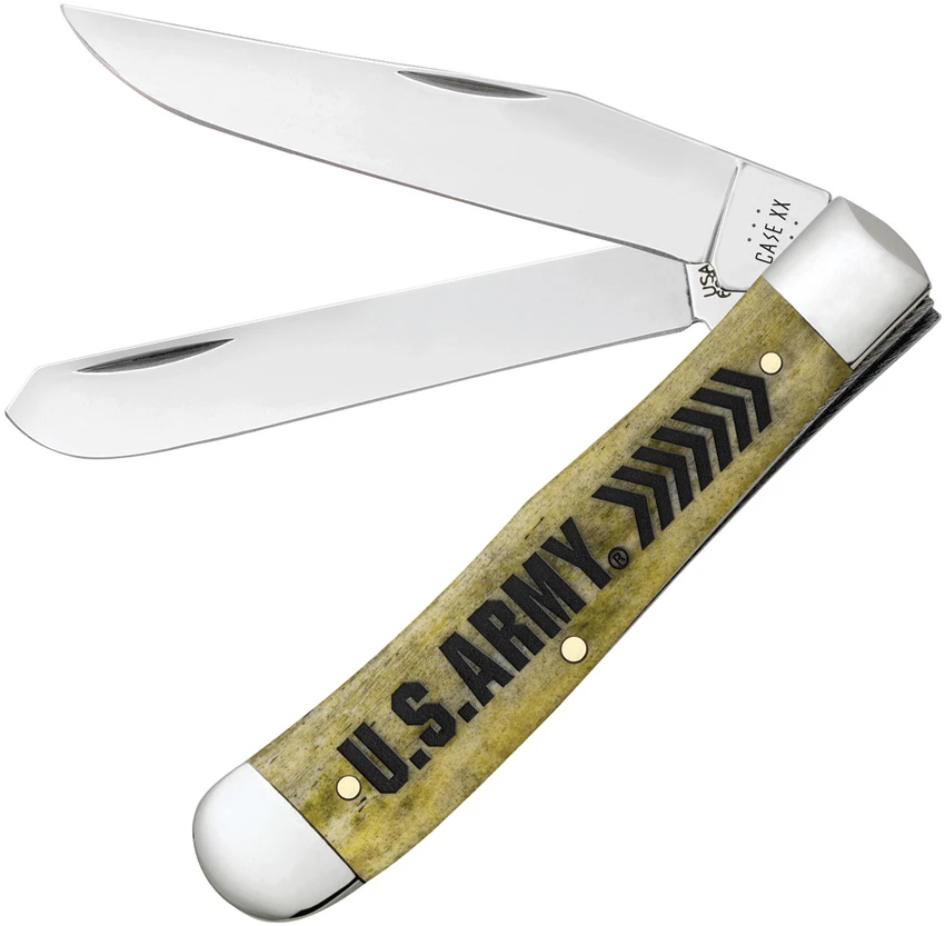 Case Cutlery U.S. Army Trapper Olive Green Bone (3.25" Polished), Case Cutlery U.S. Army Trapper Olive Green Bone (3.25" Polished) for Sale, Case Cutlery U.S. Army Trapper Olive Green Bone (3.25" Polished)