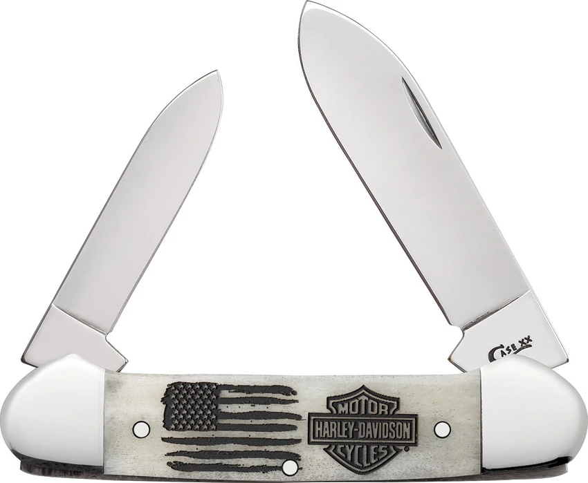 Case Canoe Harley Davidson Pocket Knife Natural Bone (3.6" - 62131 SS), Case Canoe Harley Davidson Pocket Knife Natural Bone (3.6" - 62131 SS) for Sale, Case Canoe Harley Davidson Pocket Knife Natural Bone (3.6" - 62131 SS)