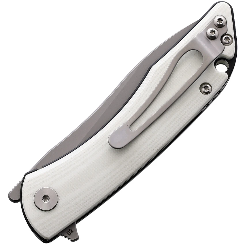 CMB Made Knives Blaze Liner Lock Flipper Knife White G-10 (3" Bead Blast D2), CMB Made Knives Blaze Liner Lock Flipper Knife White G-10 (3" Bead Blast D2) for Sale, CMB Made Knives Blaze Liner Lock Flipper Knife White G-10 (3" Bead Blast D2)