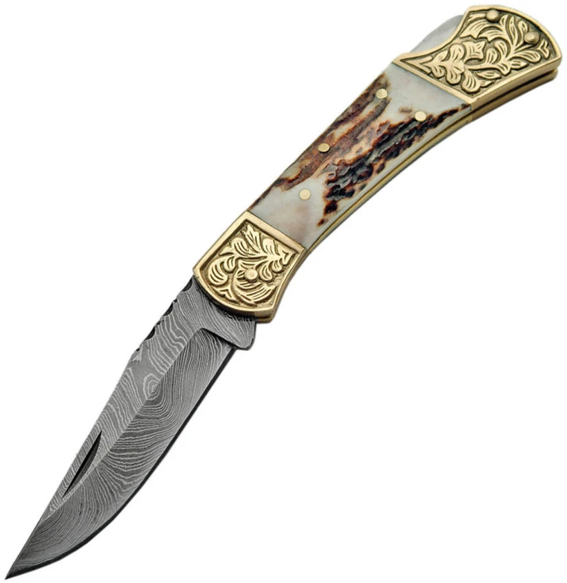 Damascus Stag Engraved Bolster, Damascus Stag Engraved Bolster for Sale, Damascus Stag Engraved Bolster