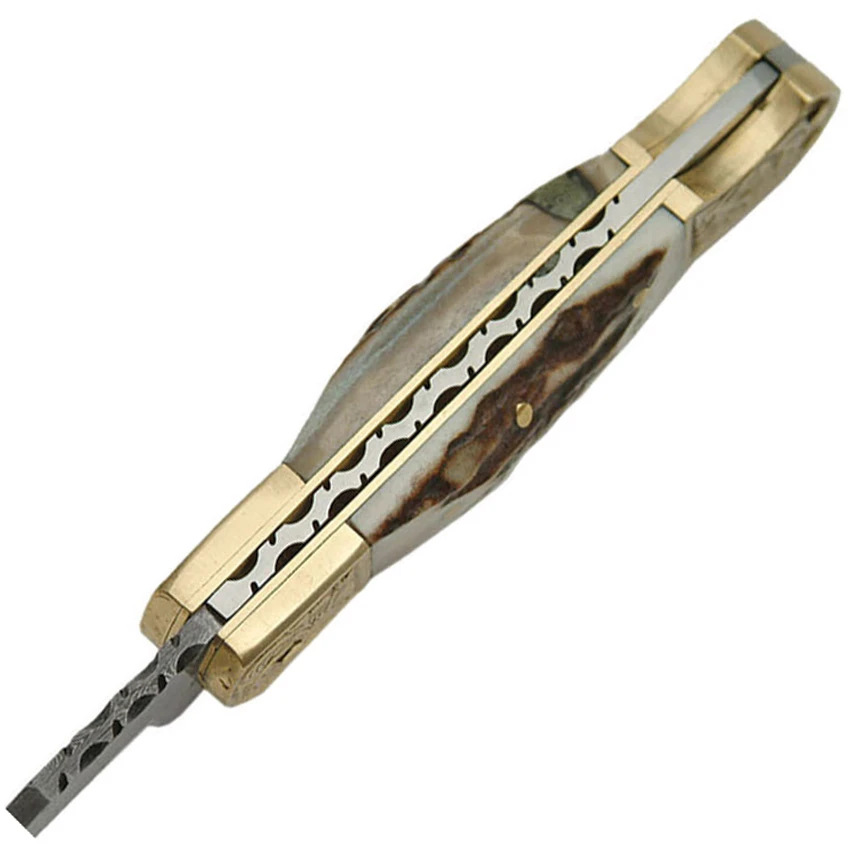 Damascus Stag Engraved Bolster, Damascus Stag Engraved Bolster for Sale, Damascus Stag Engraved Bolster